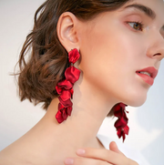 Rose Petal Acrylic Earrings - Burgundy/Red Dazzled By B