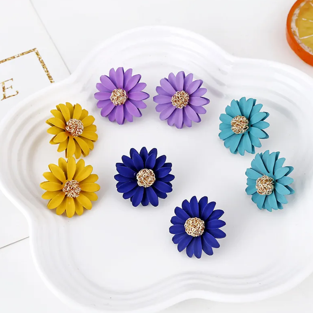 Sunflower Earrings - Green Dazzled By B