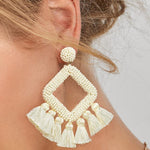 Load image into Gallery viewer, Weaving Resin Earrings - Black &amp; White Dazzled By B
