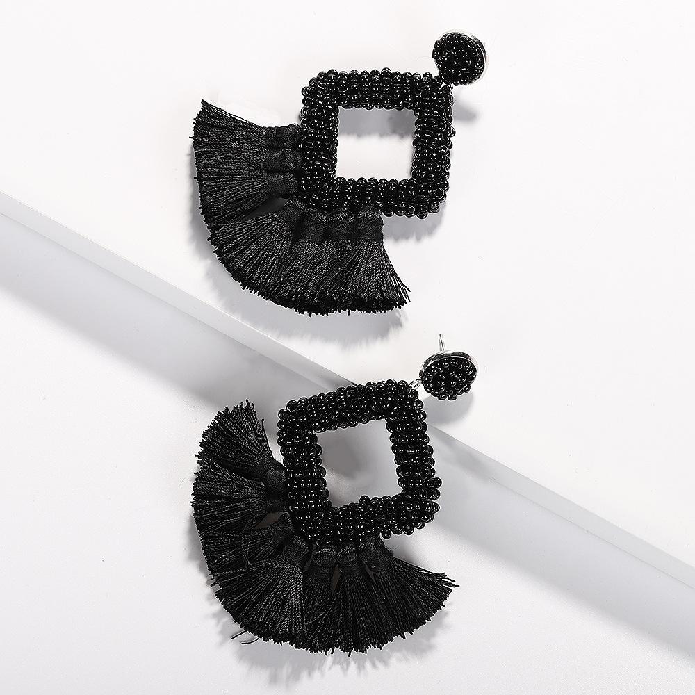 Weaving Resin Earrings - Black Dazzled By B