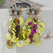 Sequins Inlay Earrings - Yellow Dazzled By B
