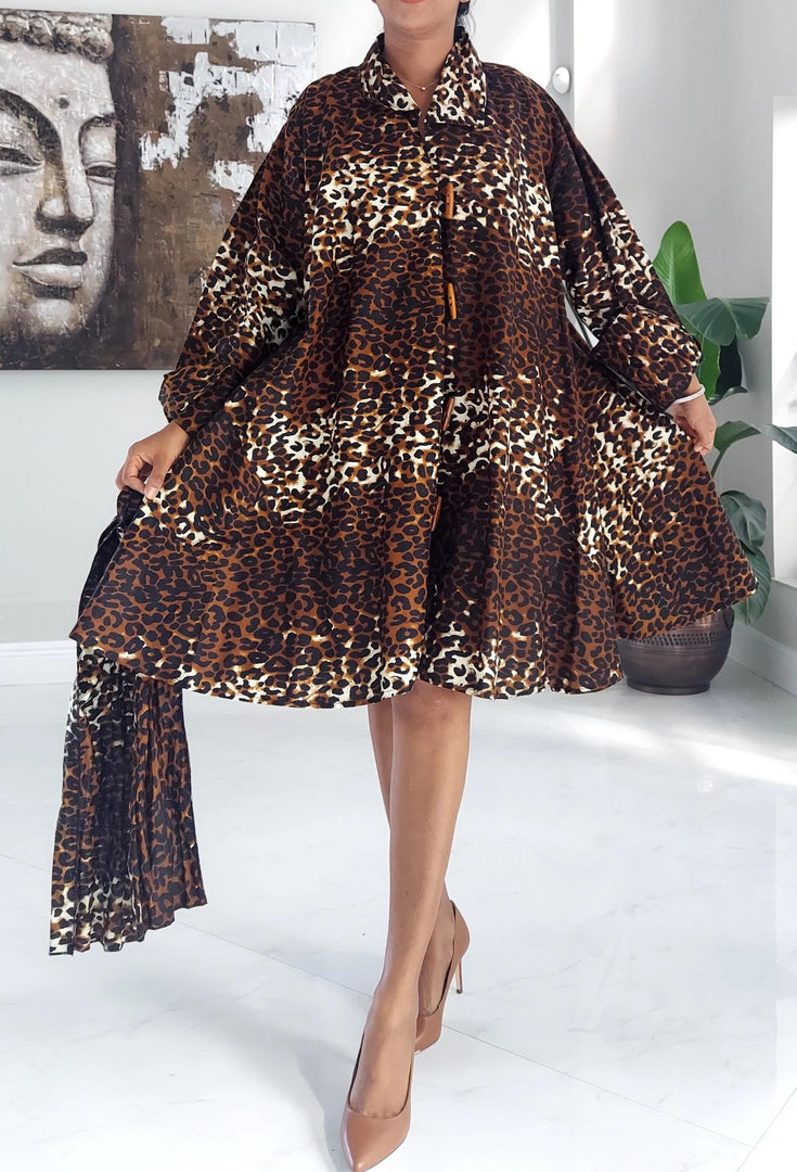 Animal Print Trench Coat Dress Dazzled By B