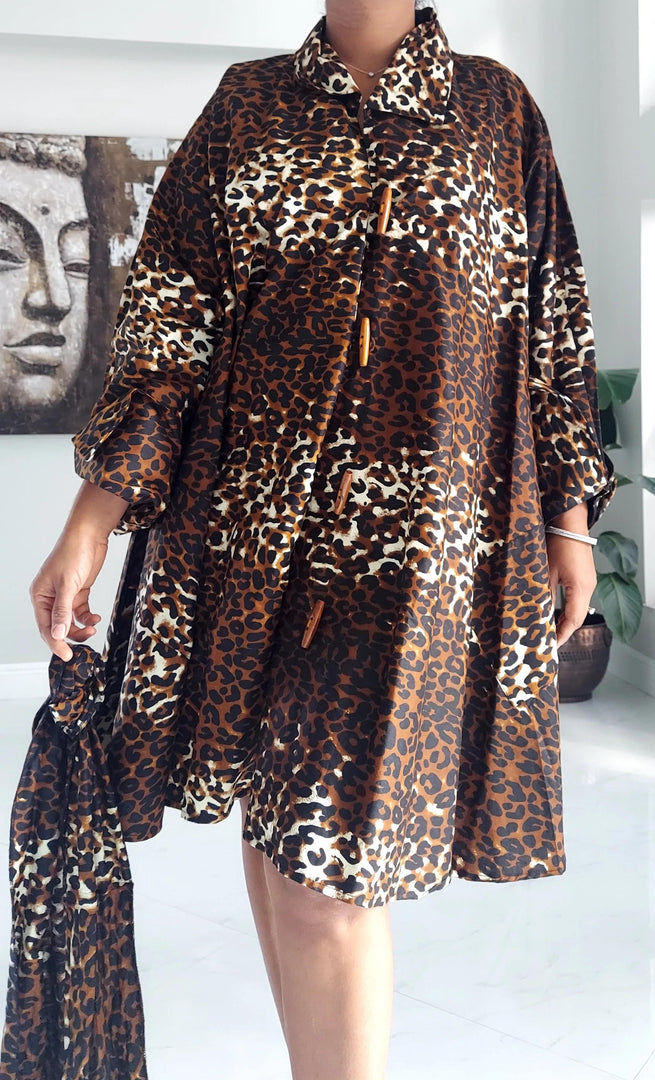 Animal Print Trench Coat Dress Dazzled By B