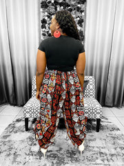 Women Long Palazzo Pants - Tribal Print Red & White Dazzled By B