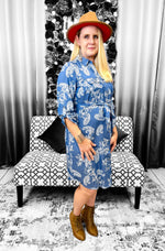 Load image into Gallery viewer, Denim Floral Dress Dazzled By B
