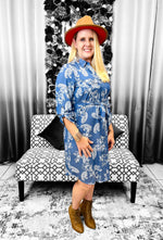 Load image into Gallery viewer, Denim Floral Dress Dazzled By B

