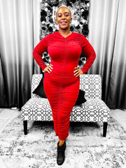 Fall Ruched Dress - Wine Color Dazzled By B