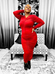 Fall Ruched Dress - Wine Color Dazzled By B