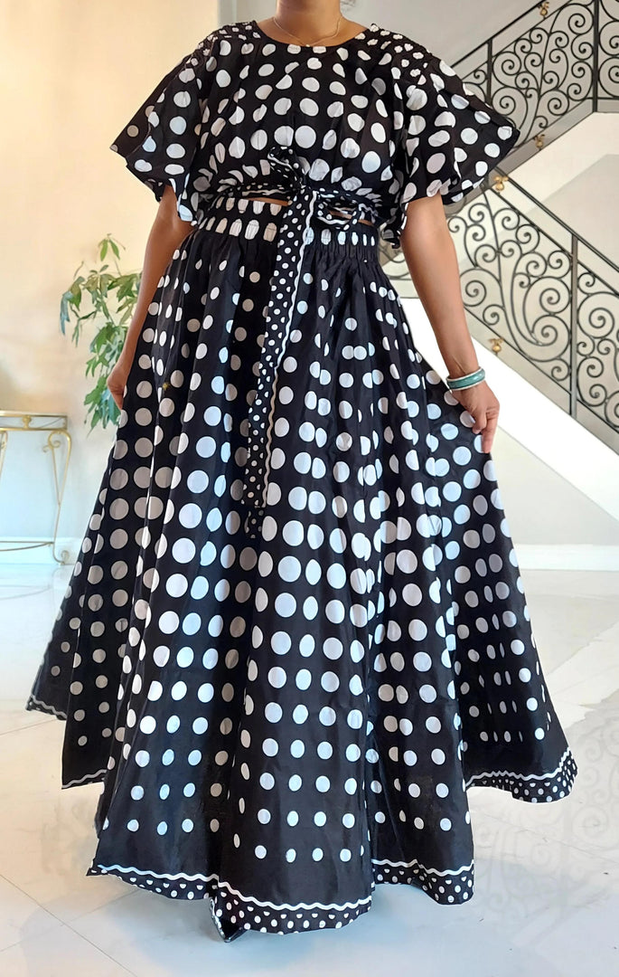 Polka Dot Crop Top Skirt Set Dazzled By B