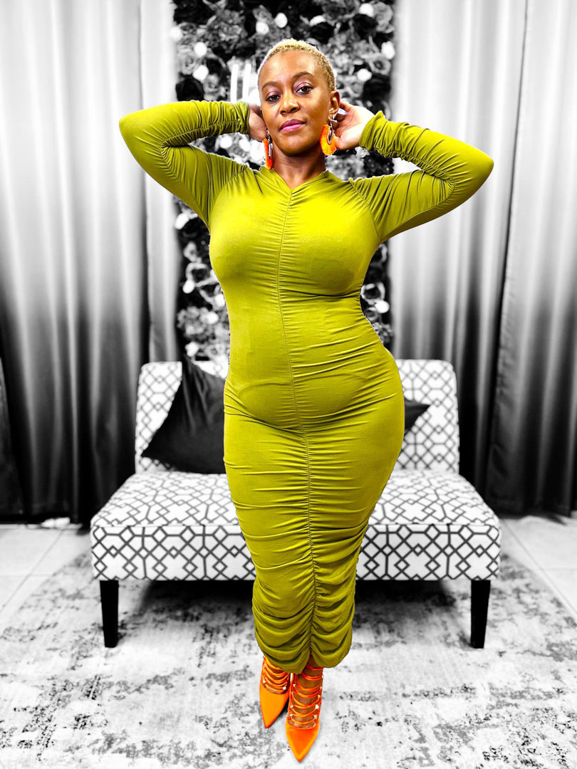 Fall Ruched Dress - Multiple Colors Available Dazzled By B