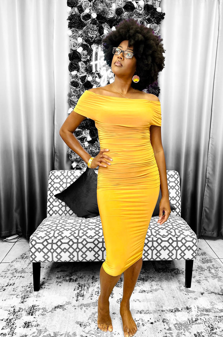 The Midi Dress - Mustard Dazzled By B