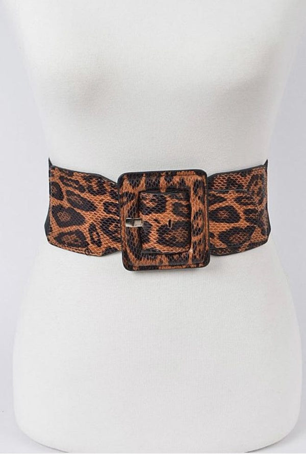 Leopard Faux Leather Elastic Belt Dazzled By B