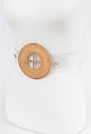 Oversize Weaved Bamboo Buckle Clear Belt Dazzled By B