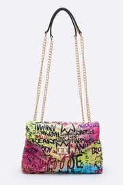 Graffiti Quilted Shoulder Bag Dazzled By B