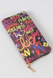 Graffiti Zipper Wallet - Black Dazzled By B