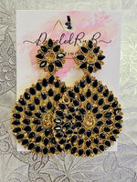 Load image into Gallery viewer, Black &amp; Gold Earrings Dazzled By B
