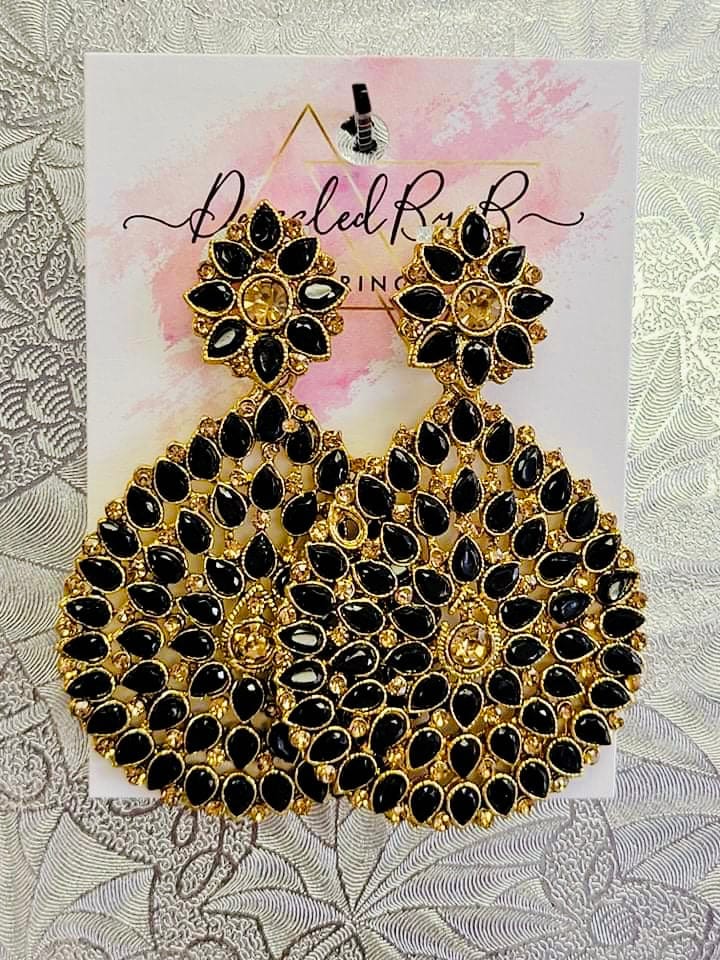 Black & Gold Earrings Dazzled By B