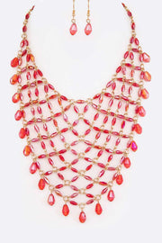 Fringe Beads Necklace - Red Dazzled By B