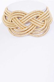 Metallic Braided Collar Necklace - Gold Dazzled By B