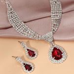 Load image into Gallery viewer, Red Tear Drop Necklace Set Dazzled By B
