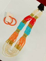 The Multi Orange Color Necklace Dazzled By B