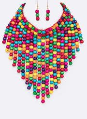 Fringe Wooden Beads Necklace Set Dazzled By B