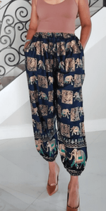 Load image into Gallery viewer, Elephant Print Wrinkle Harem Pants - Multiple Colors Available Dazzled By B
